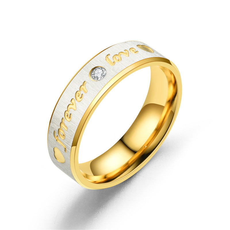 Diamond-encrusted Couple Beveled Gauze Forever Love Ring