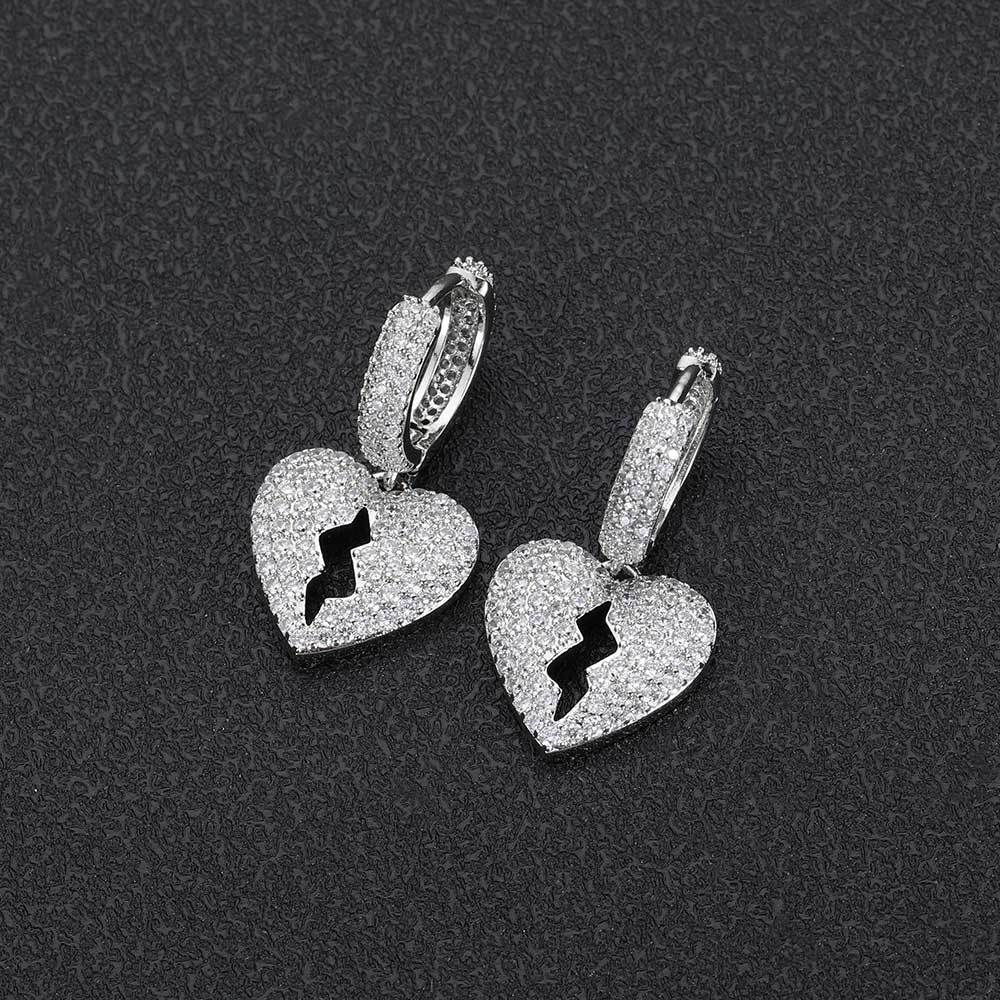 Hip Hop Copper Material Diy Heartbroken Full Personality Earrings