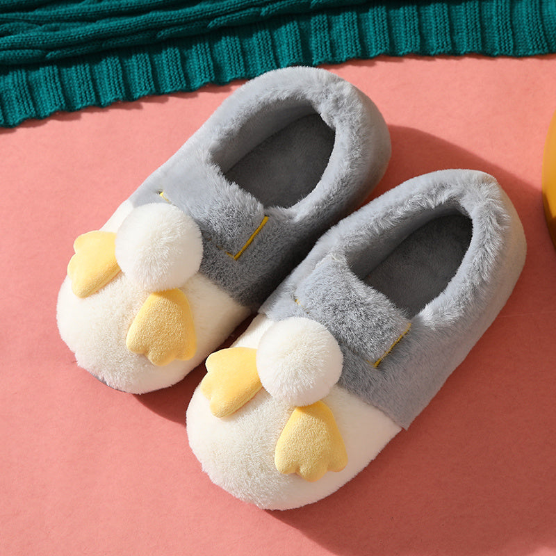 Plush couple home slippers
