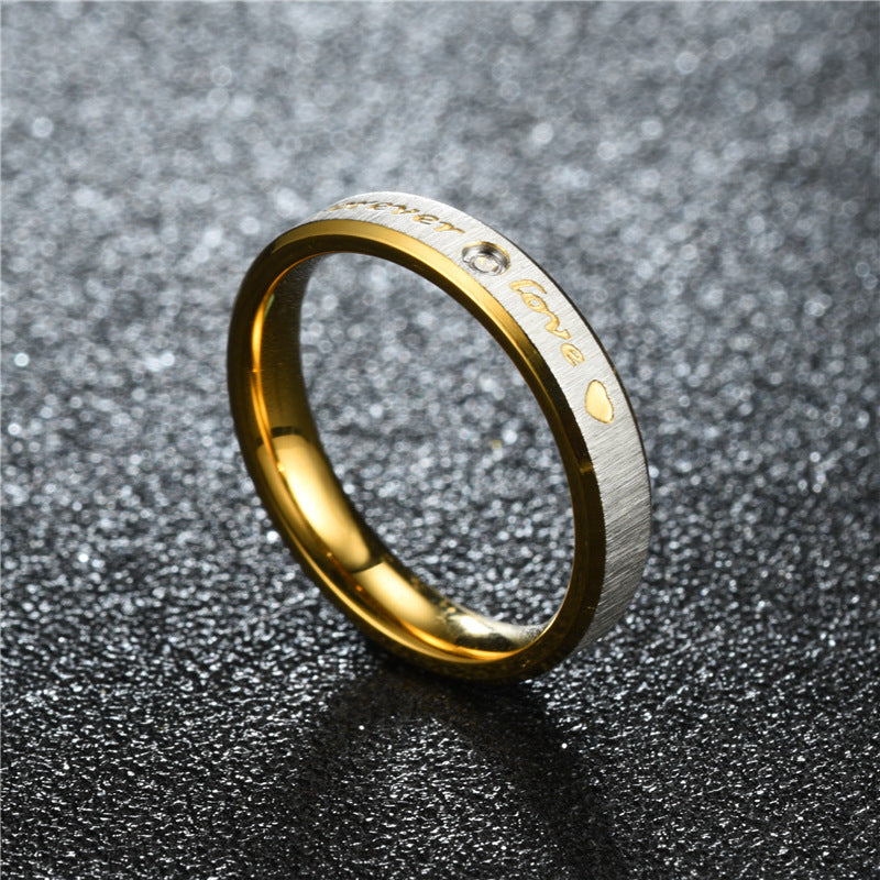 Diamond-encrusted Couple Beveled Gauze Forever Love Ring