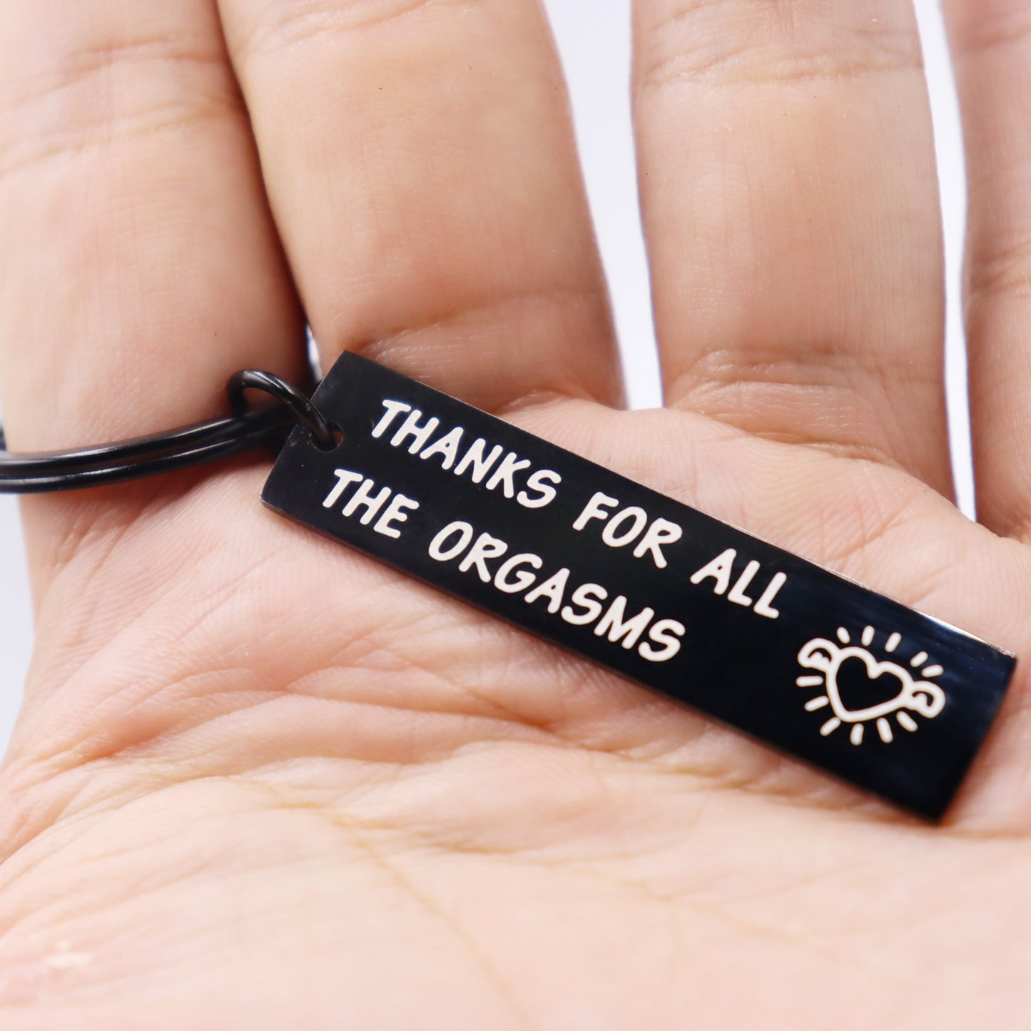 Stainless Steel Keychain Couple Black Humor Gift
