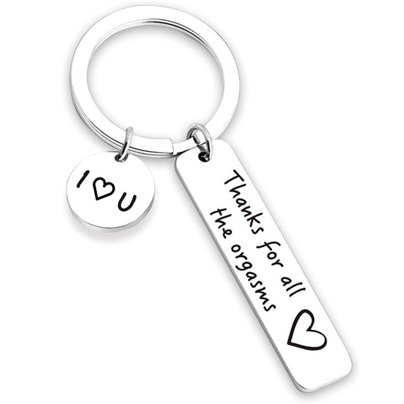 Stainless Steel Keychain Couple Black Humor Gift