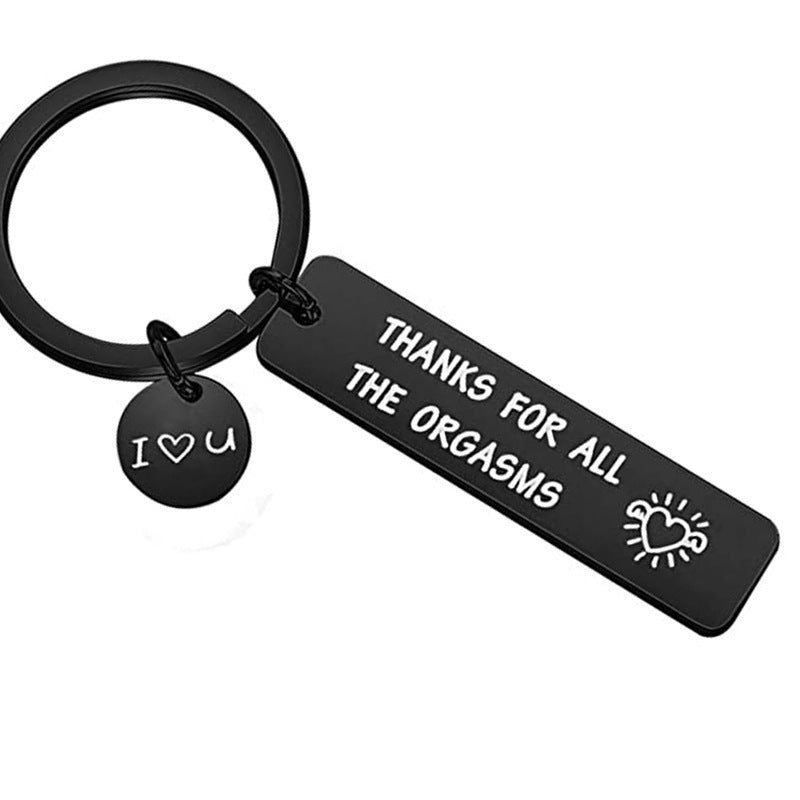 Stainless Steel Keychain Couple Black Humor Gift