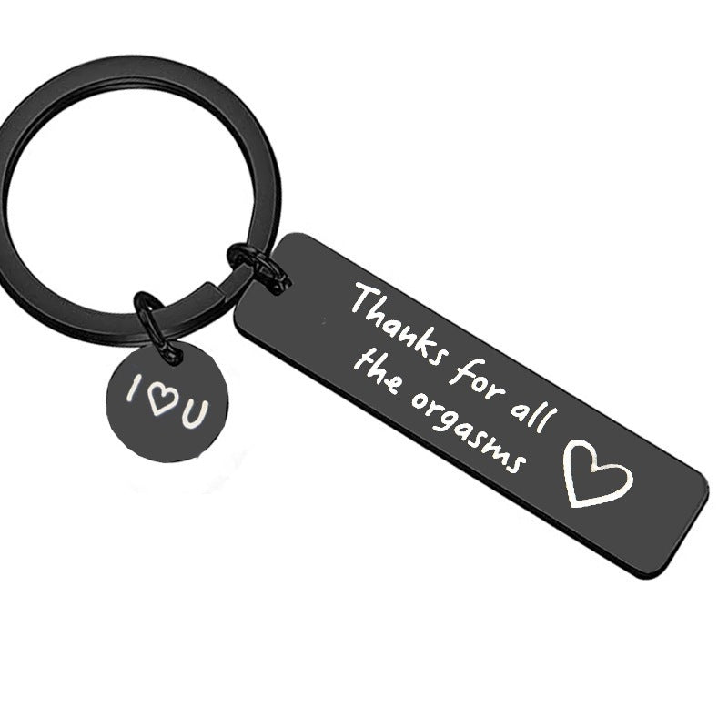 Stainless Steel Keychain Couple Black Humor Gift
