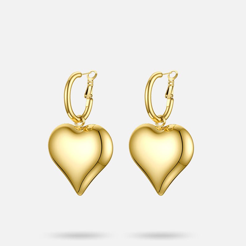 Fashionable Personality Titanium Steel Heart-Shaped Earrings