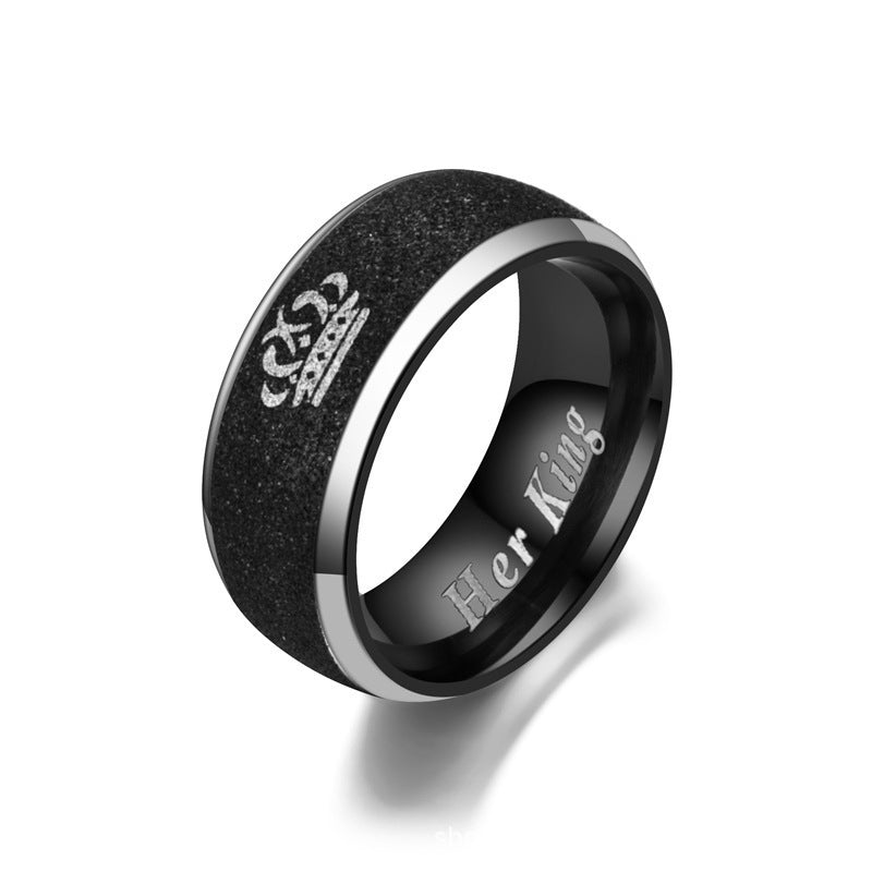 Couple Crown King King Queen Queen Black Frosted Ring Jewelry
