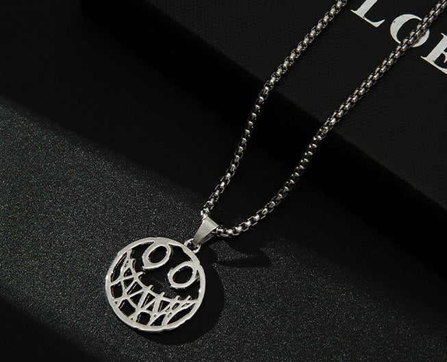Pendant Chain Jewelry Gift Couple Men Necklace Rock Hip-Hop Smiley-Face Stainless-Steel