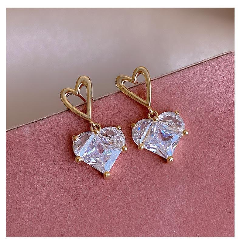 New Love Zircon Earrings Silver Needle Stud Earrings