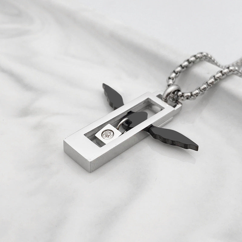 Ins Titanium Steel Love Angel Couple Necklace Jewelry