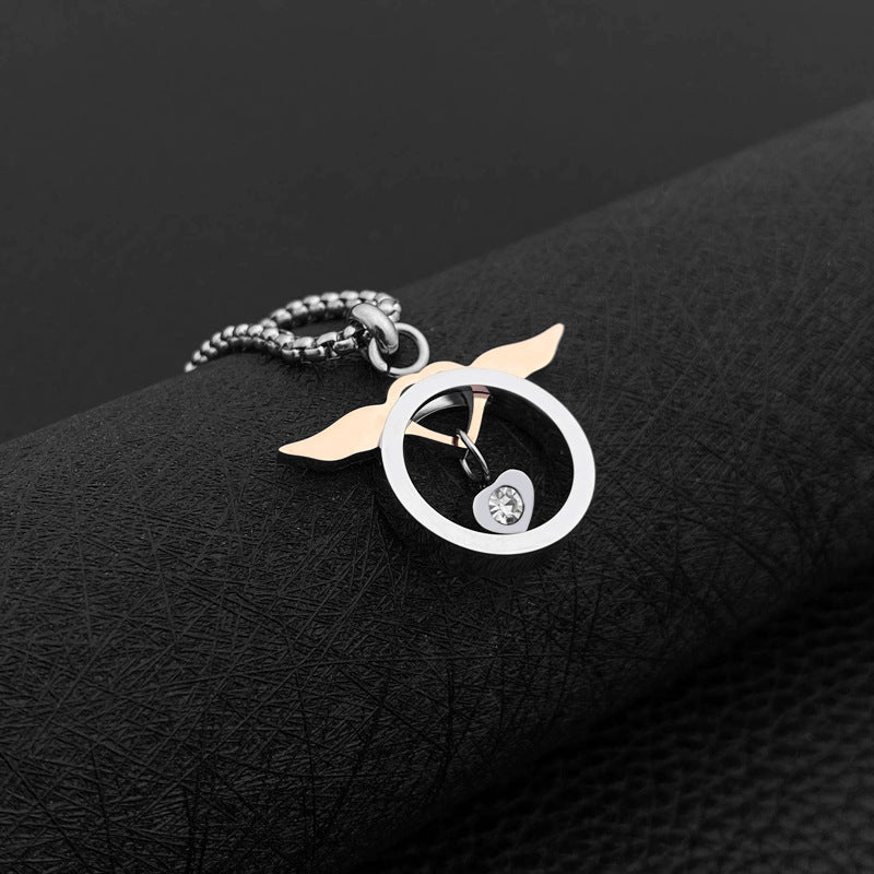 Ins Titanium Steel Love Angel Couple Necklace Jewelry