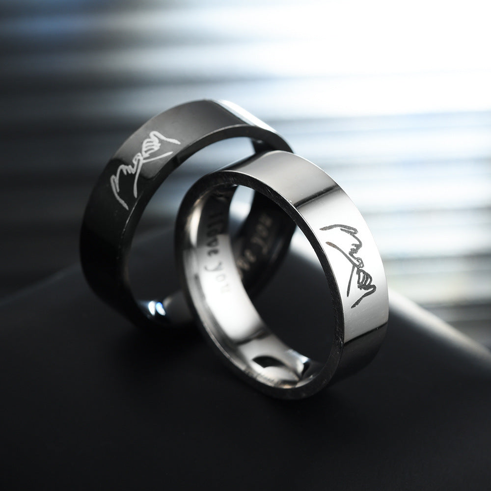 Hand In Hand Stainless Steel Couple Ring Jewelry