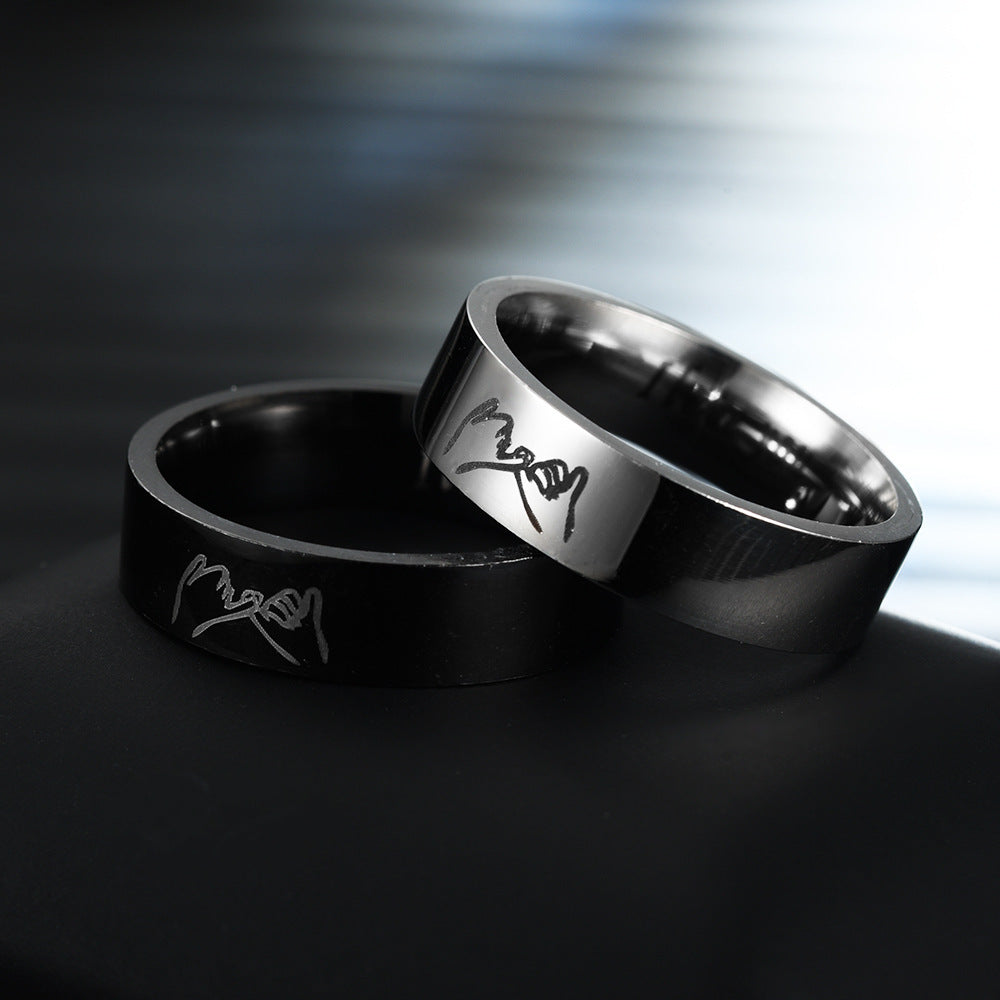 Hand In Hand Stainless Steel Couple Ring Jewelry