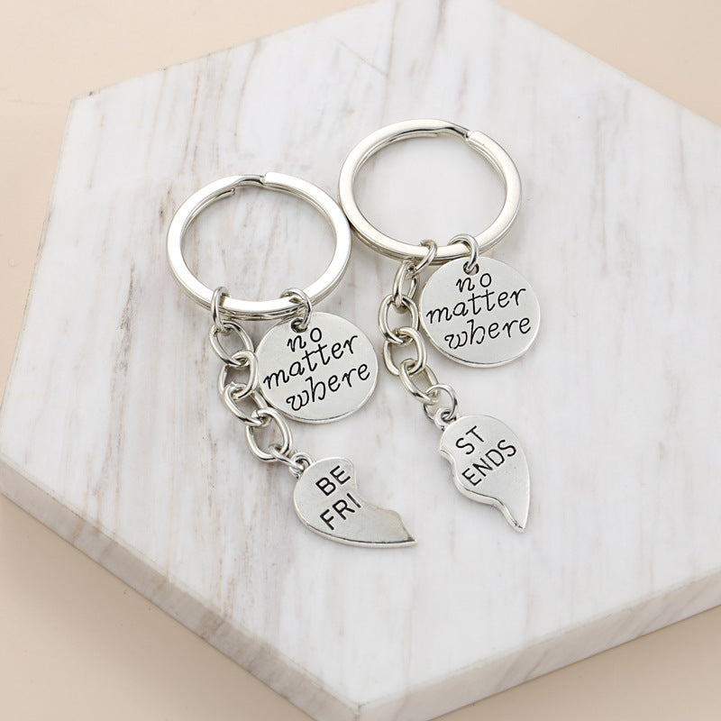 Crystal Love Puzzle Hollow Letters Accessories Geometric Simple Couple Keychain