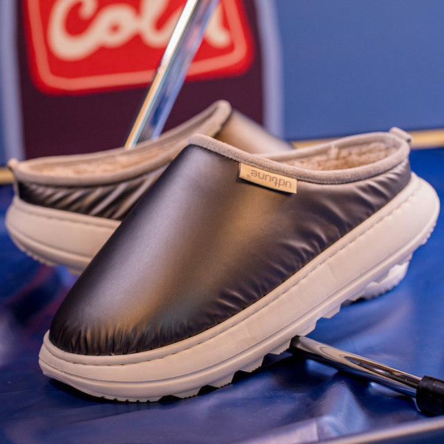 Glossy down cotton slippers