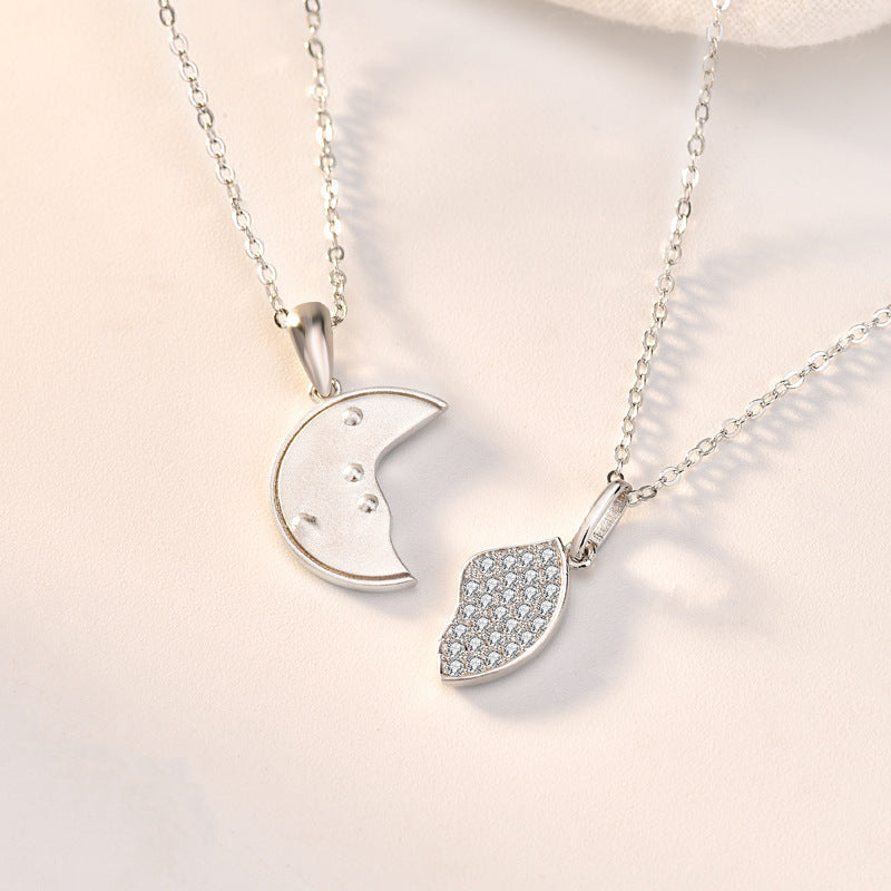 S925 Sterling Silver Button Love Letter Couple Necklace For Men And Women Creative Anniversary Jewelry