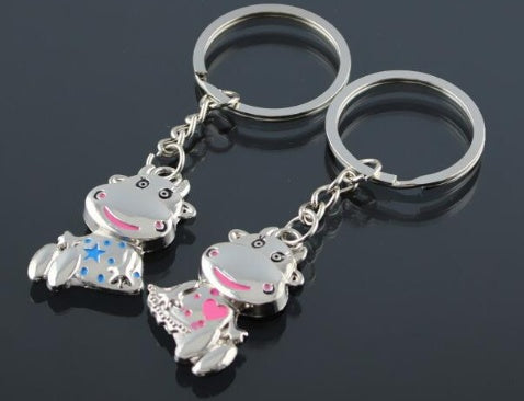 Hot Sale Cute Couple Cat Keychain for Lovers Alloy Fashion Enamel Trinket Ring For Car Key Chain The Birthday Gift llaveros