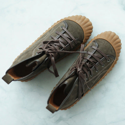 Tendon sole high-top cowhide shoes