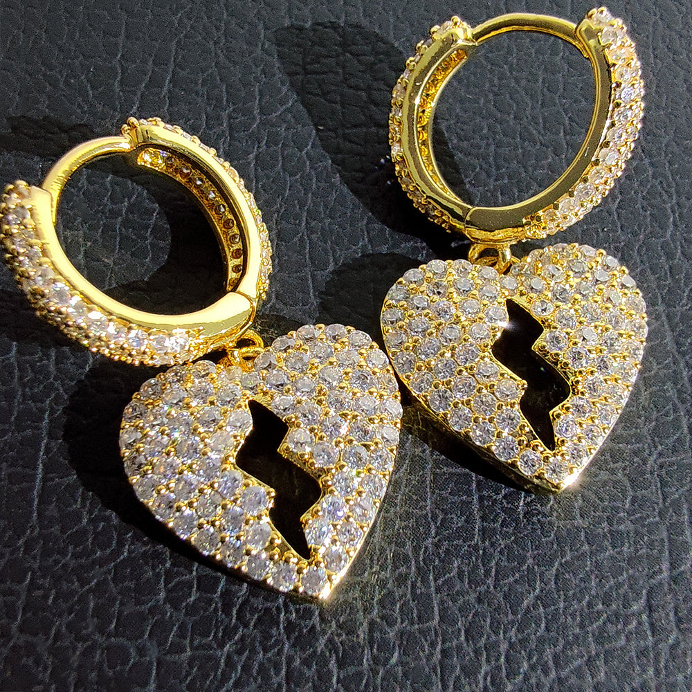 Hip Hop Copper Material Diy Heartbroken Full Personality Earrings