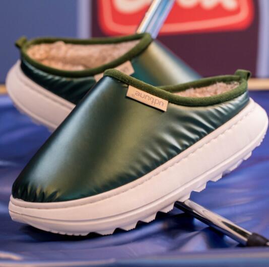 Glossy down cotton slippers