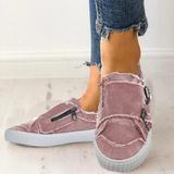 Metal buckle canvas shoes