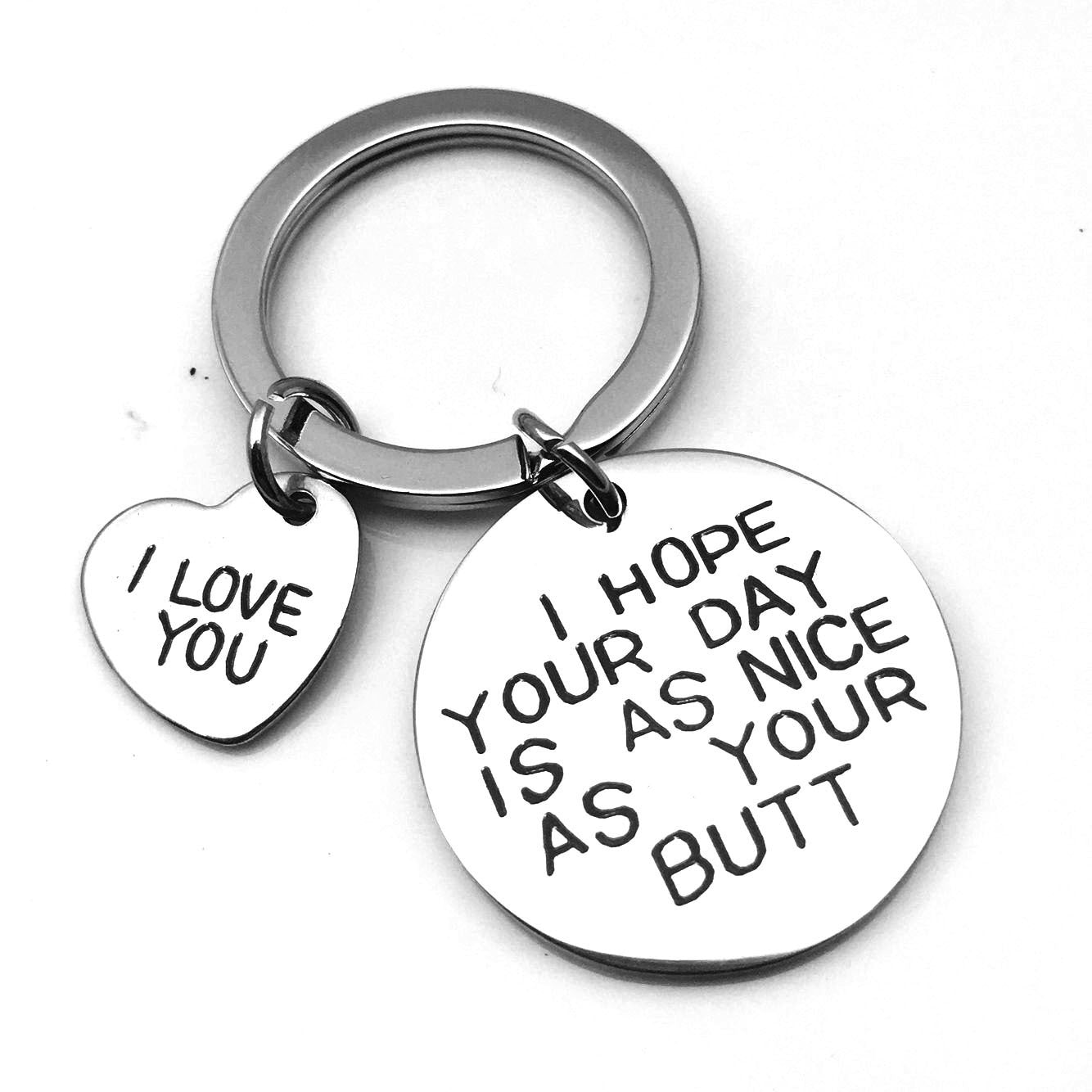 Peach Heart Couple Gift Stainless Steel Keychain