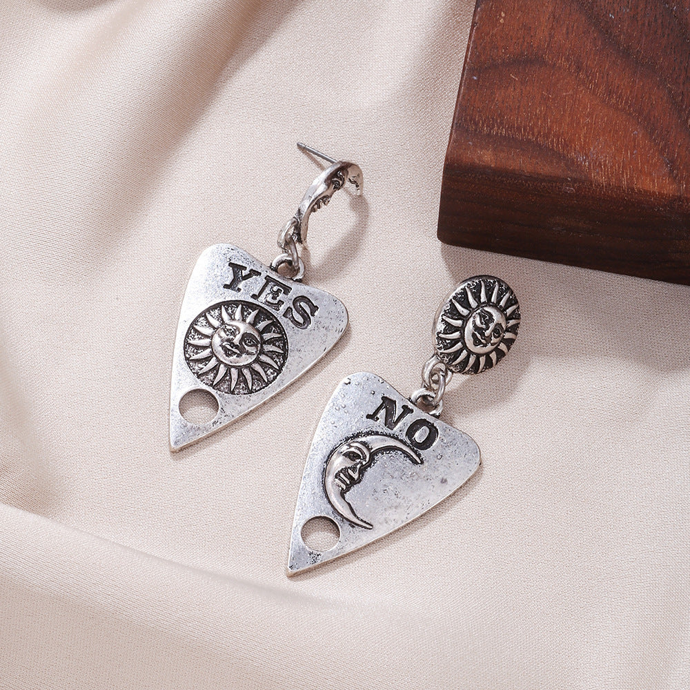 Metal Sun Moon Earrings Antique Eardrop Earring Women