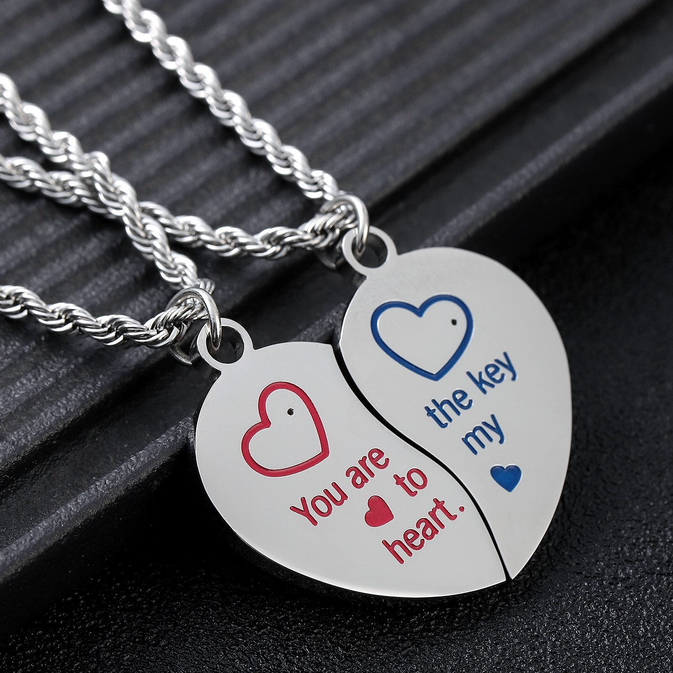 Couple Confession Love Necklace Stainless Steel Male Blue Female Red Simple Jewelry Titanium Steel