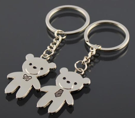 Hot Sale Cute Couple Cat Keychain for Lovers Alloy Fashion Enamel Trinket Ring For Car Key Chain The Birthday Gift llaveros