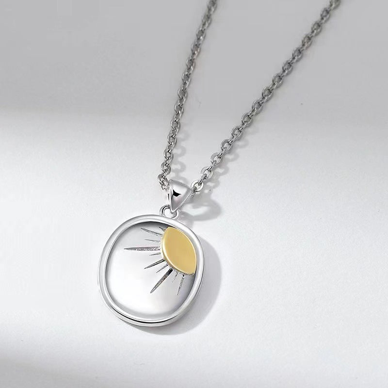 Sunflower And Sun Couple Necklace