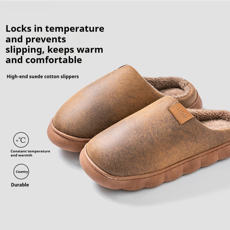 Home Slippers Winter Warm Fleece Shoes Indoor Bedroom Floor Plush Slippers For Women Couple