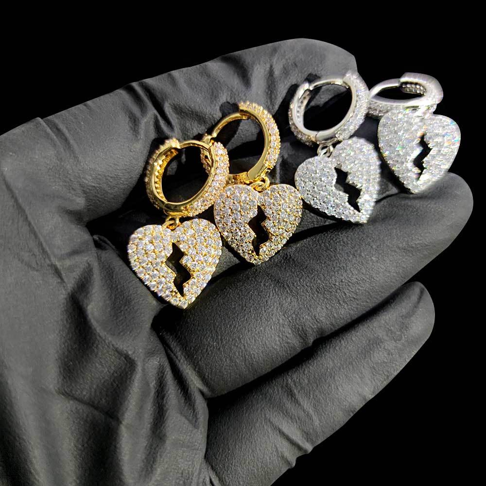 Hip Hop Copper Material Diy Heartbroken Full Personality Earrings