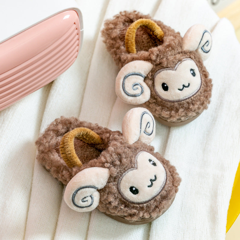 Children Home Slippers Winter Cartoon Sheep Boys Girls
