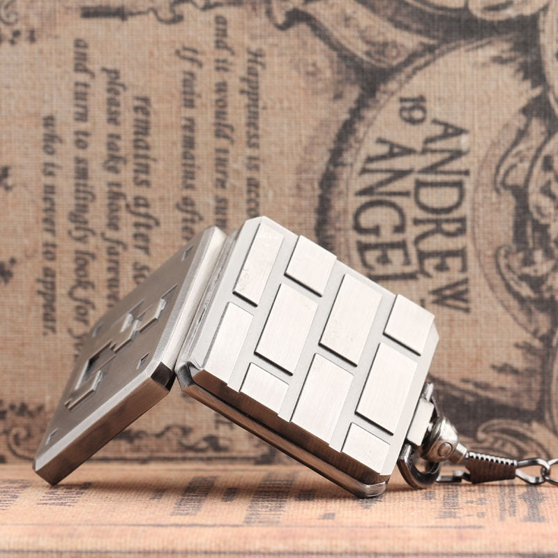 Retro gun color square question mark pocket watch