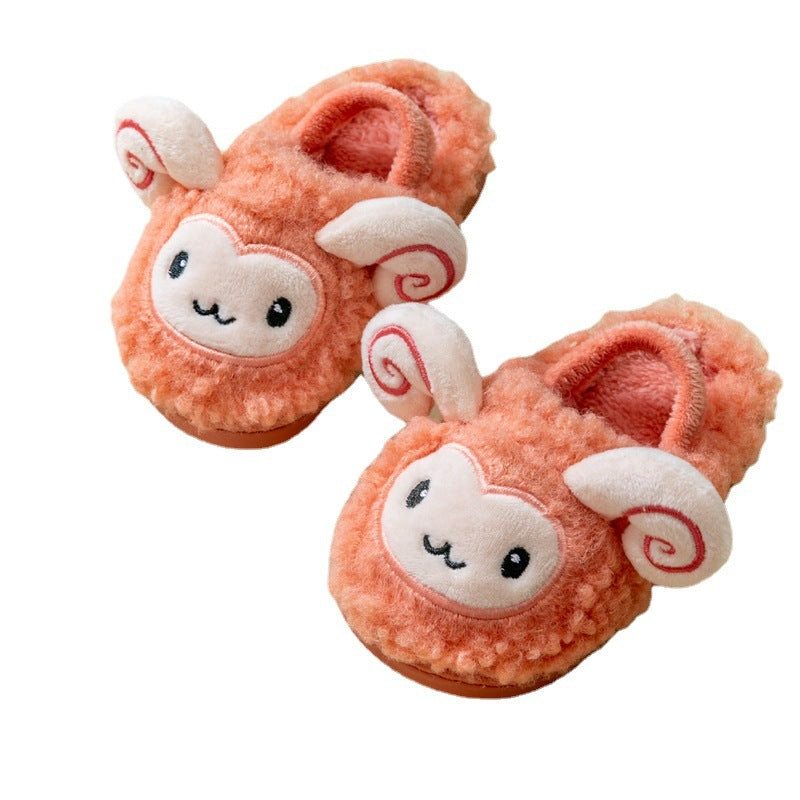Children Home Slippers Winter Cartoon Sheep Boys Girls