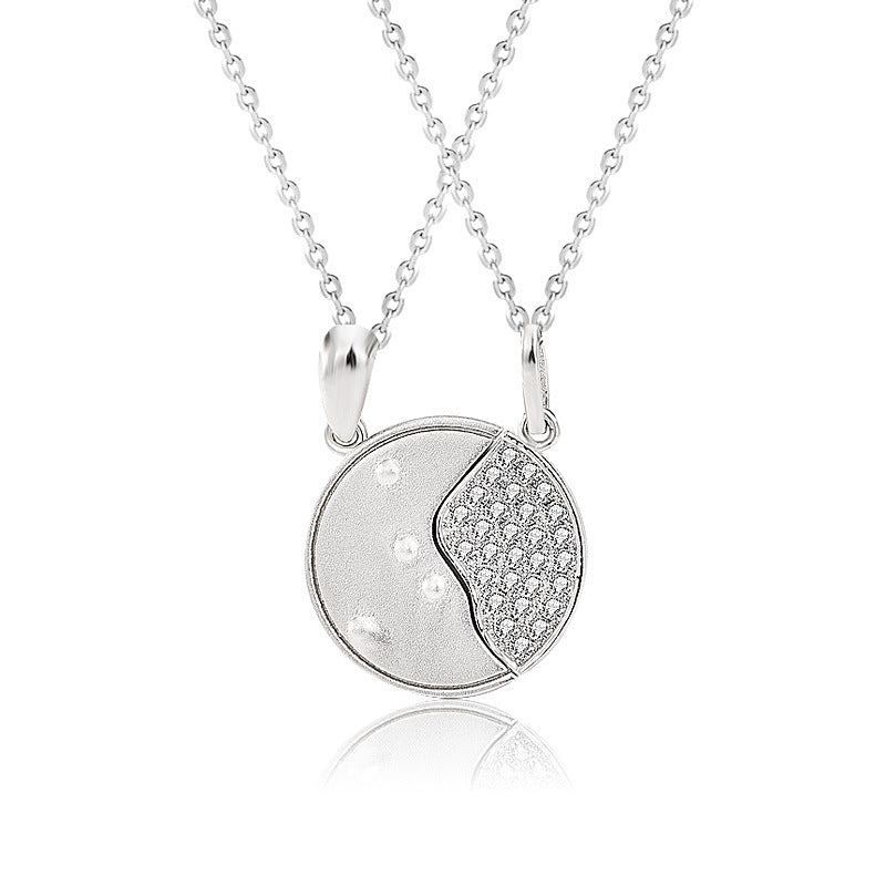 S925 Sterling Silver Button Love Letter Couple Necklace For Men And Women Creative Anniversary Jewelry