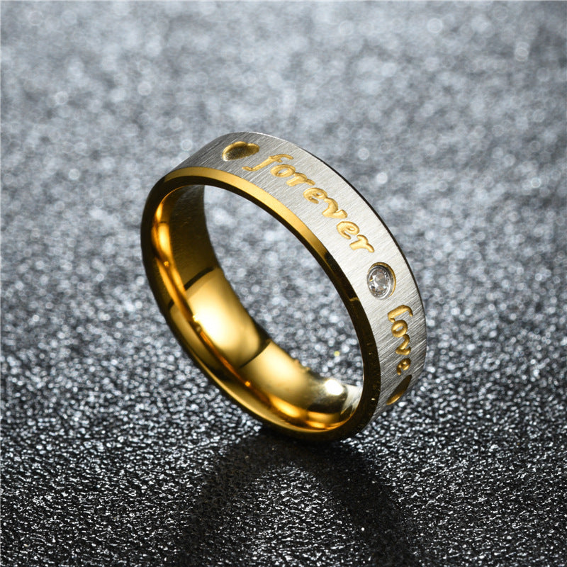 Diamond-encrusted Couple Beveled Gauze Forever Love Ring