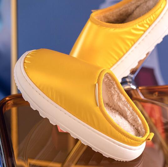 Glossy down cotton slippers