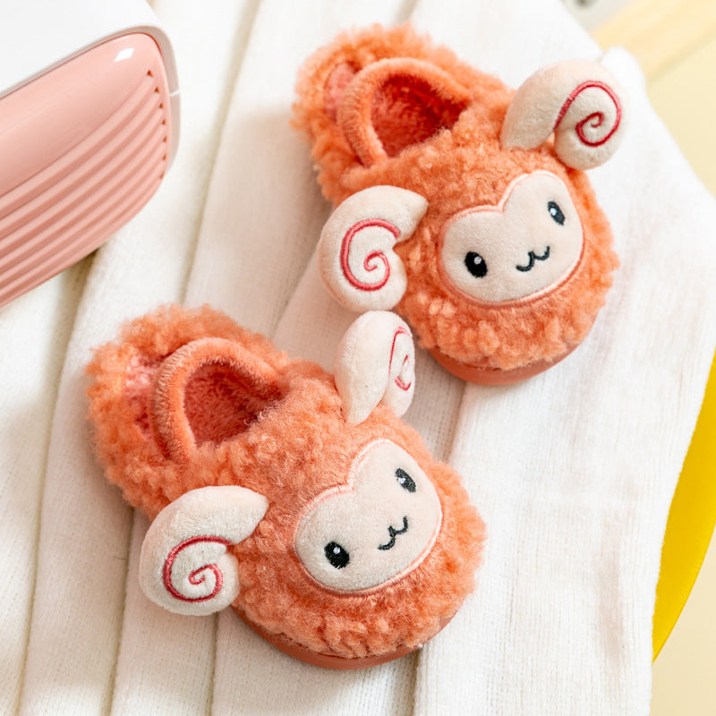Children Home Slippers Winter Cartoon Sheep Boys Girls