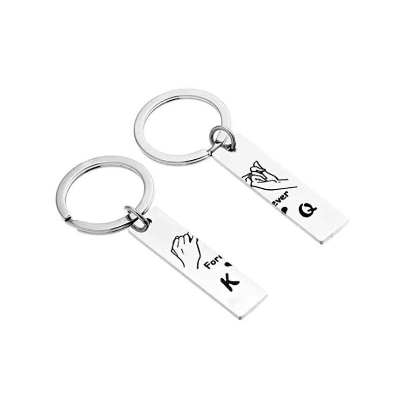 Couple King Queen Forever Keychain Stainless Steel