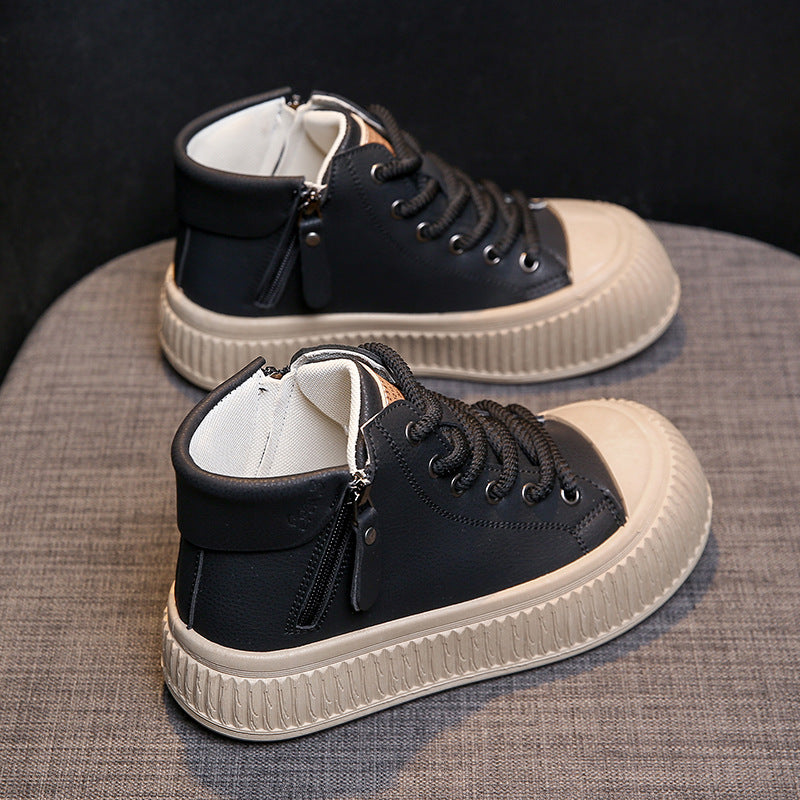 Women's Side Zipper White Shoes Casual Sports Skate Shoes