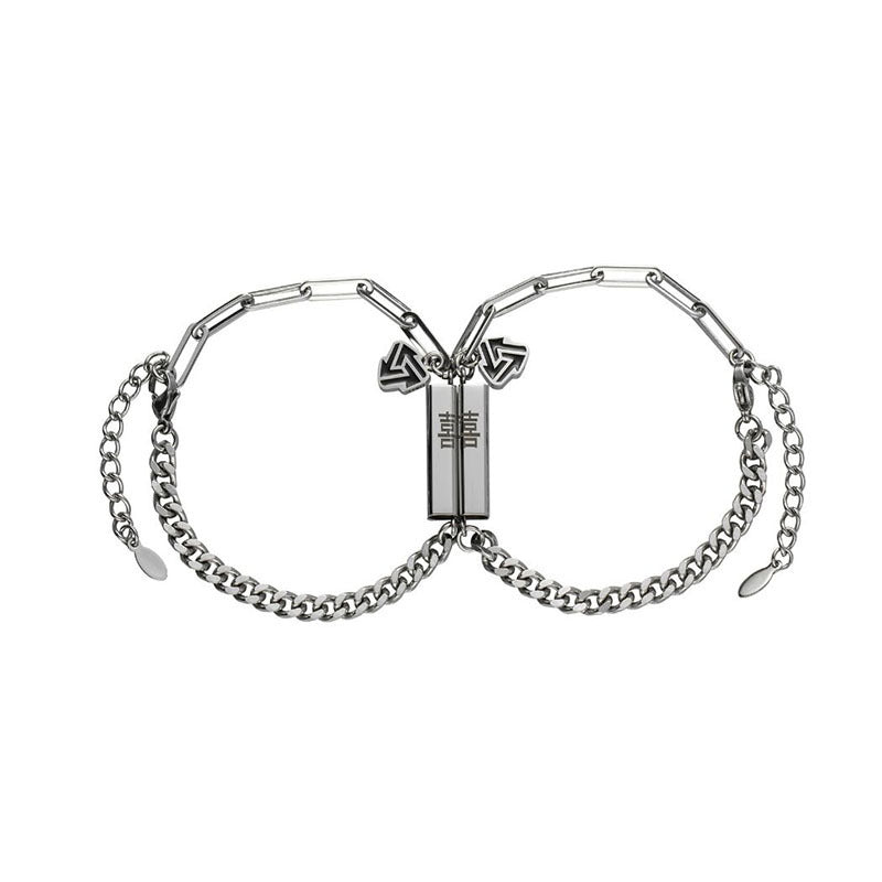 Titanium Steel Tie Knot Bracelet For Couples