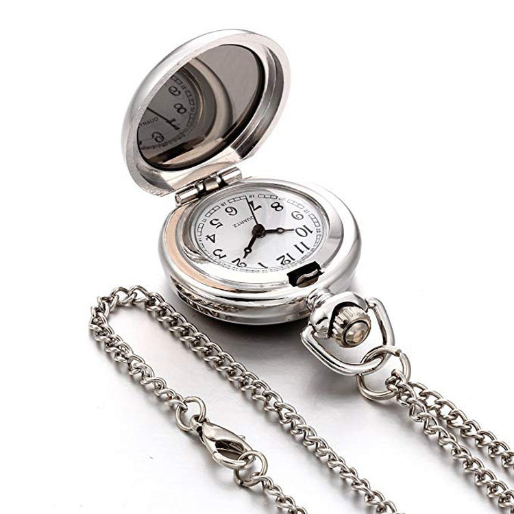 Lovely Angel White Steel Enamel Pocket Watch