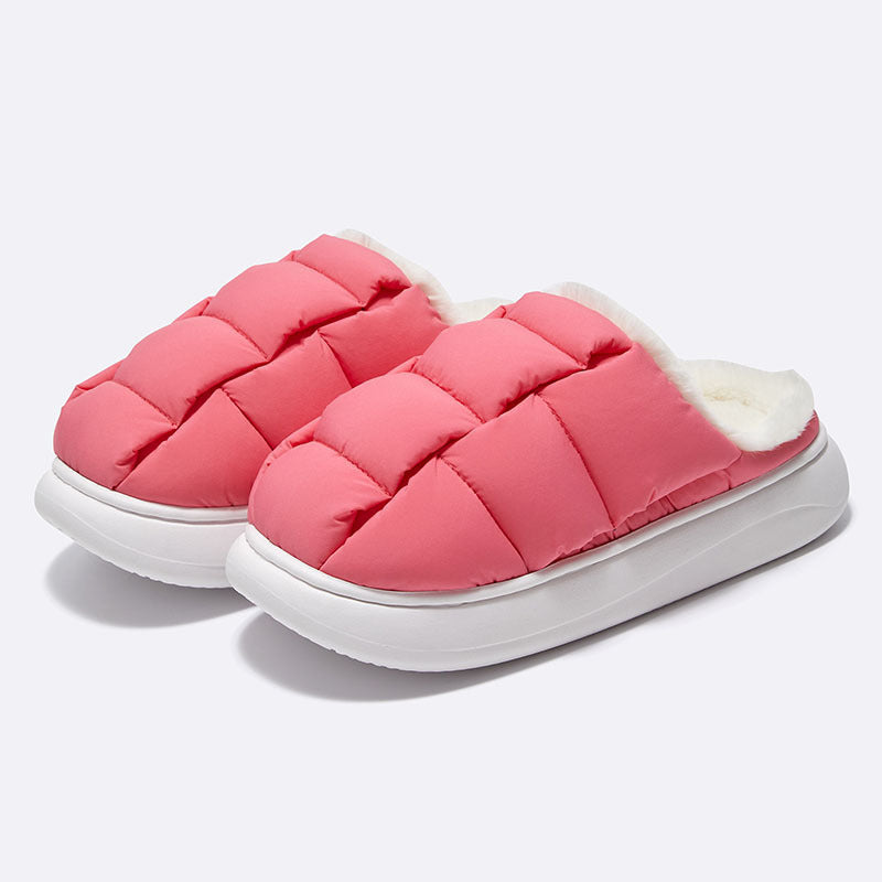 A Couple Wearing Cotton Shoes Outside