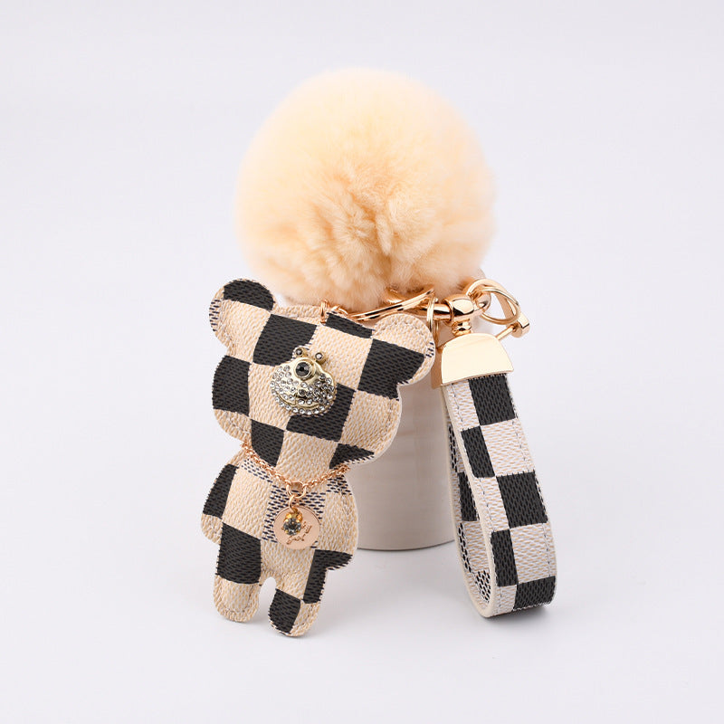 Fashion Simple Station Bear Fur Ball Keychain Pendant