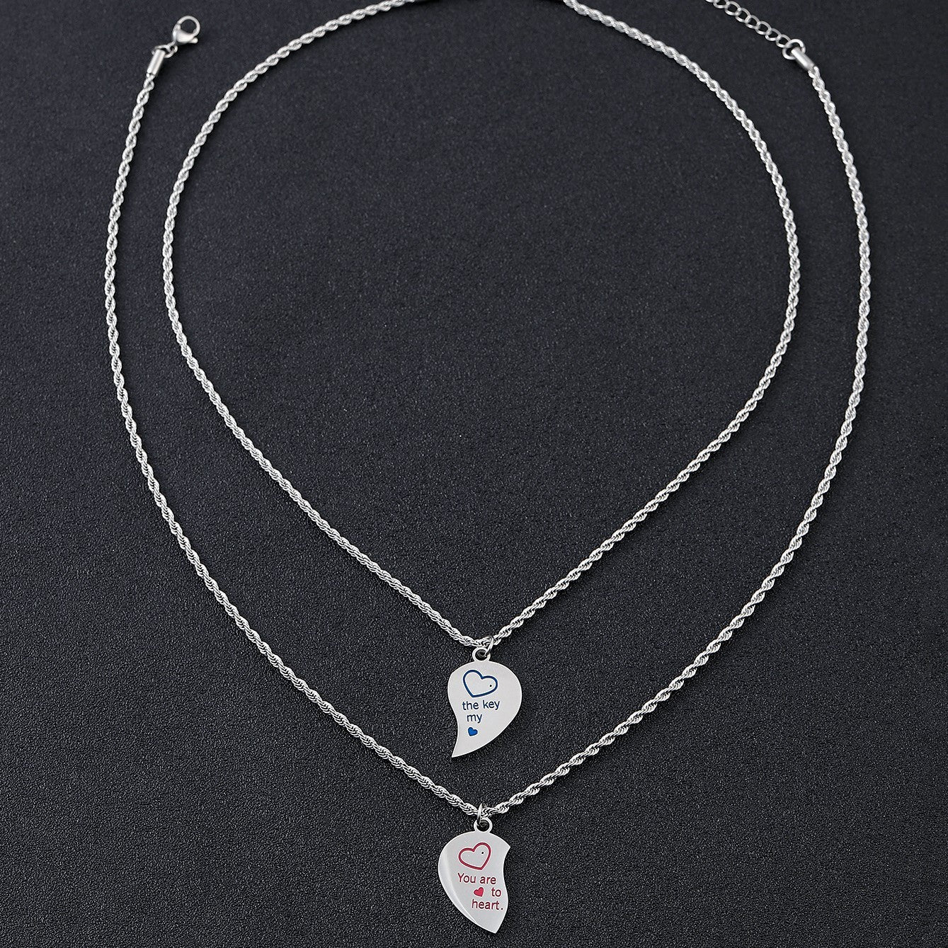 Couple Confession Love Necklace Stainless Steel Male Blue Female Red Simple Jewelry Titanium Steel