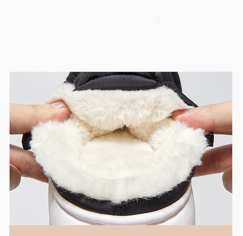 A Couple Wearing Cotton Shoes Outside