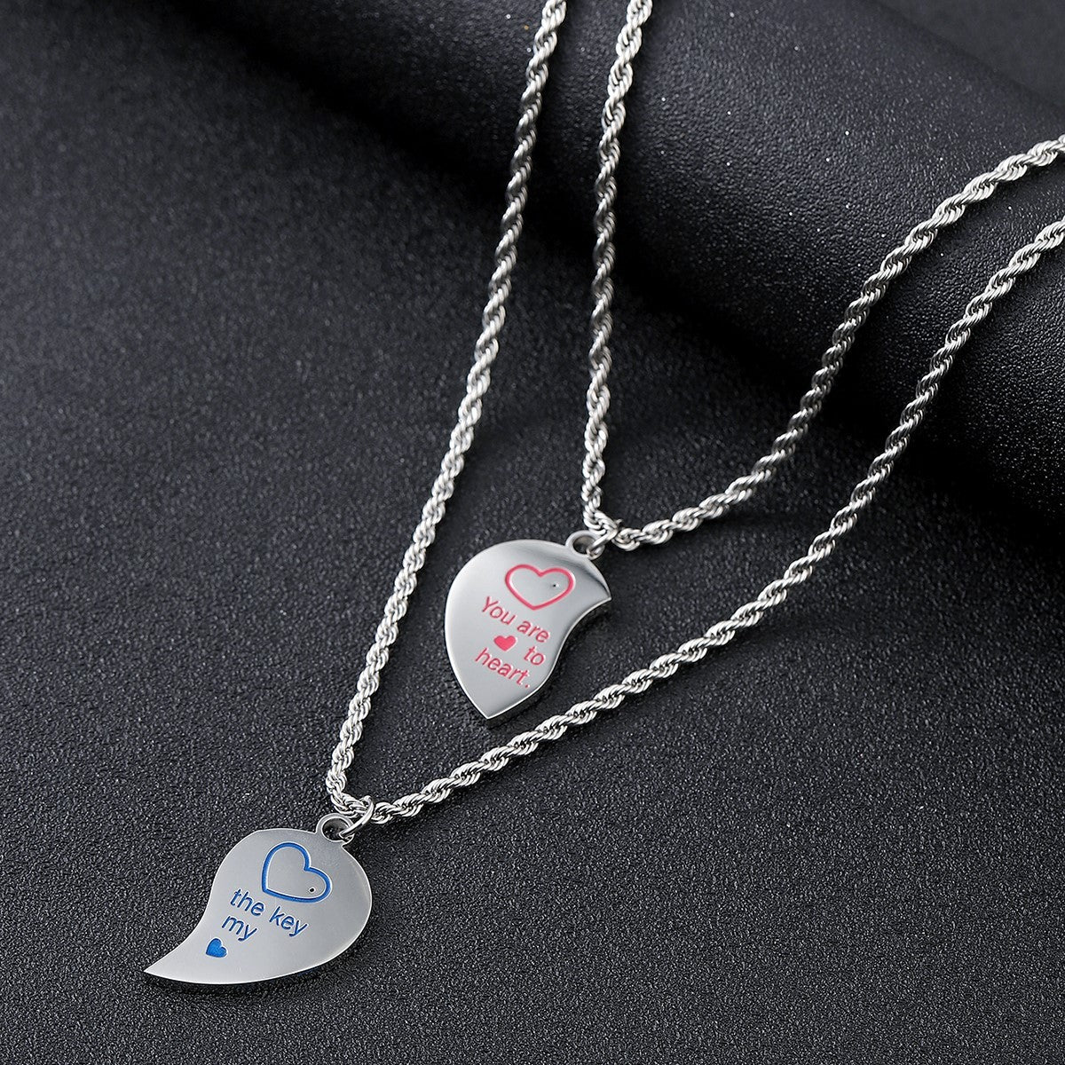 Couple Confession Love Necklace Stainless Steel Male Blue Female Red Simple Jewelry Titanium Steel
