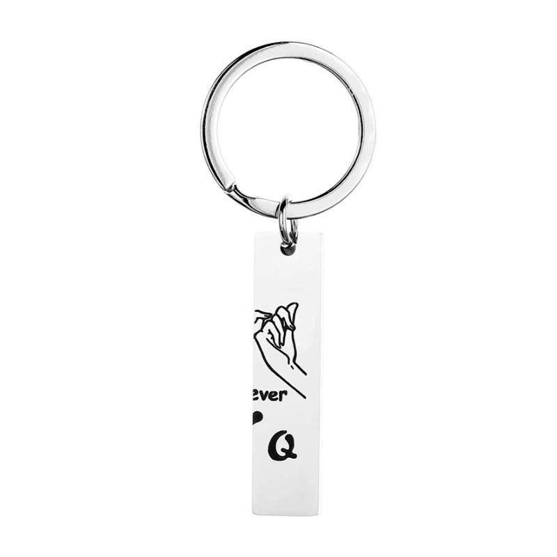 Couple King Queen Forever Keychain Stainless Steel