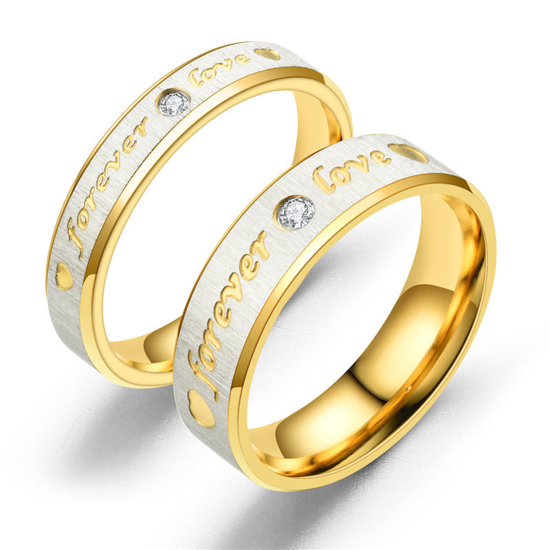 Diamond-encrusted Couple Beveled Gauze Forever Love Ring