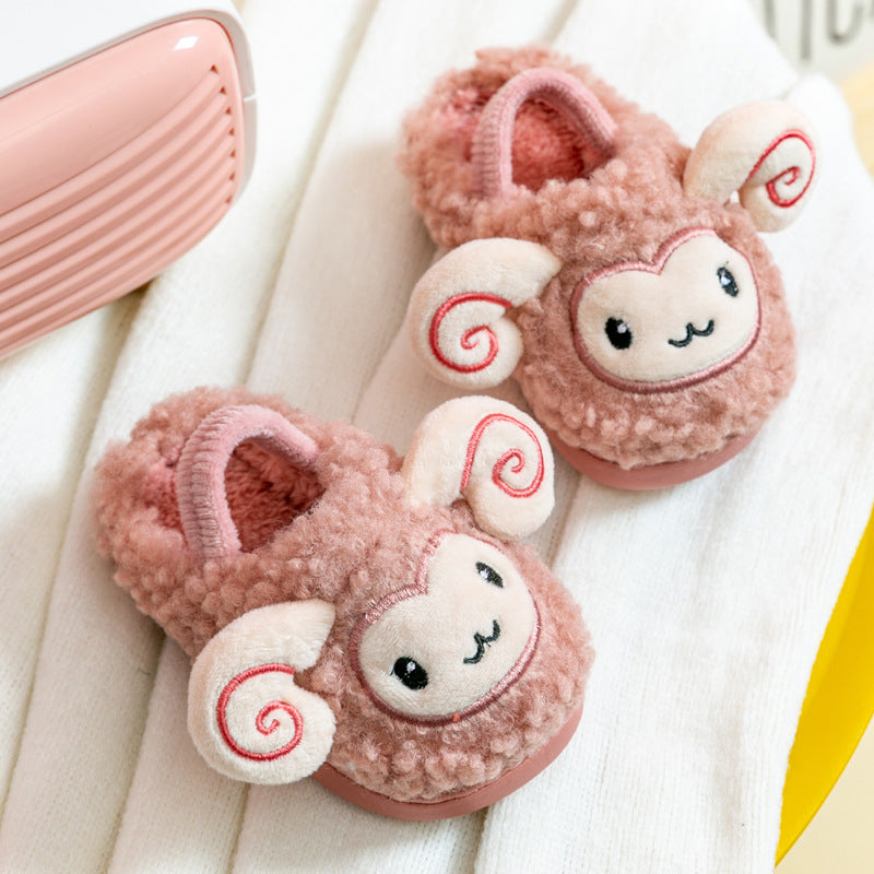 Children Home Slippers Winter Cartoon Sheep Boys Girls